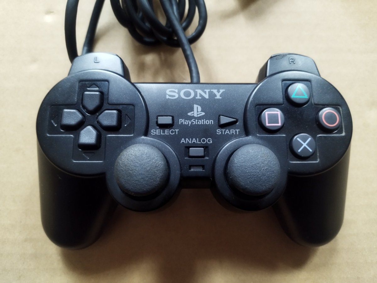 画像1: コントローラー　SCPH-10010　ブラック　箱説無　PS2プレイステーション【6m7】 (1)