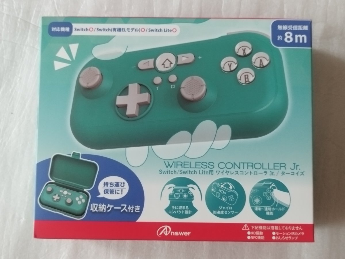 画像1: Switch/Switch Lite用 ワイヤレスコントローラー Jr. ターコイズ ANS-SW124TQ Answer　箱説有【5m6】 (1)