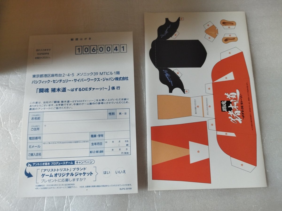 画像6: 【美品評価価格】闘魂猪木道ぱずるDEダァーッ　紙でつくる燃える闘魂ペーパークラフト葉書箱説有　PS2プレイステーション2【7h7】 (6)