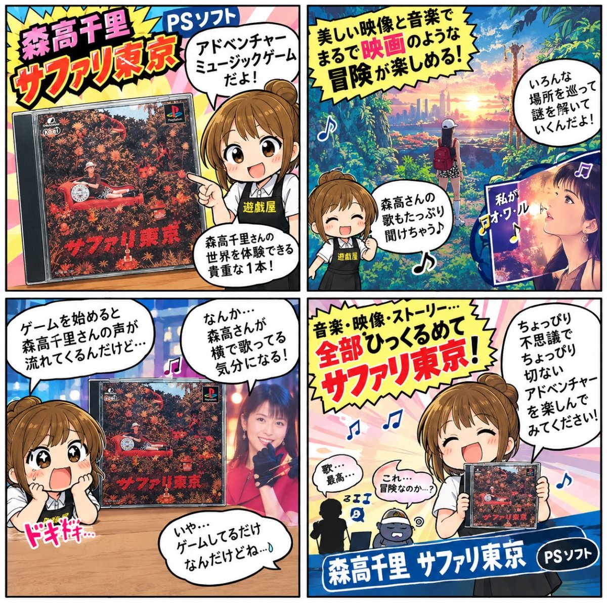 画像20: 【美品評価価格】森高千里 サファリ東京　帯葉書箱説有　PS1プレイステーション【9m4】 (20)